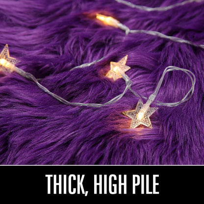 Soft Fluffy Faux Fur Area Rug for Bedroom Living Room, Extra Comfy and Fuzzy Rugs, Washable Plush Carpet for Bed Home Decor, 3X5 Feet Purple