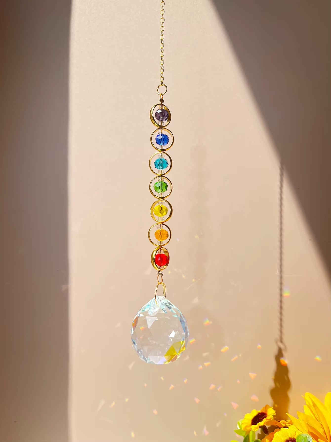 1Pc Crystal Suncatcher Mobile Meditation Home Decor Rainbow Maker Prism Suncatcher (Rainbow and Fantasy)